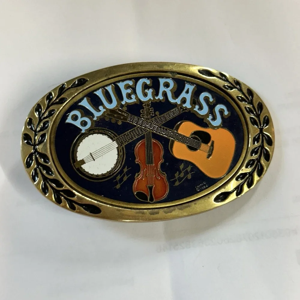 Blue Grass Solid Brass Belt Buckle made by Heritage